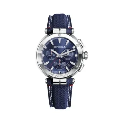 HERBELIN Montre Newport Chrono Bleu cadran argenté fond bleu bracelet tissu bleu Online