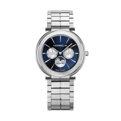 HERBELIN Montre Newport Slim Bleu cadran argenté fond bleu bracelet acier argenté Discount