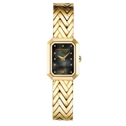 HERBELIN Montre Octogone Nacre Noire cadran doré fond nacre noire bracelet acier doré New