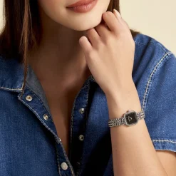 HERBELIN Montre Octogone Nacre Noire cadran argenté fond nacre bracelet acier argenté Discount