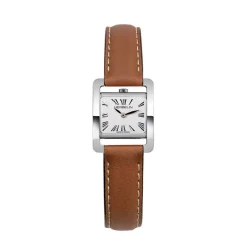 HERBELIN Montre V Avenue Nacre cadran argenté fond blanc bracelet cuir doré Sale