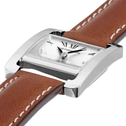 HERBELIN Montre V Avenue Nacre cadran argenté fond blanc bracelet cuir doré Sale