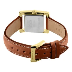 HERBELIN Montre V Eme Avenue Blanc cadran doré fond blanc bracelet cuir marron Discount