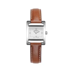 HERBELIN Montre V Eme Avenue Blanc cadran argenté fond blanc bracelet cuir marron Sale