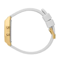 ICE WATCH Montre Digit Retro Dore cadran doré bracelet silicone blanc