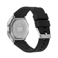 ICE WATCH Montre Digit Retro Argente cadran argenté bracelet silicone noir
