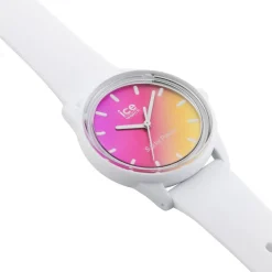 ICE WATCH Montre Solar Power Multicolore cadran blanc fond multicolore bracelet silicone blanc
