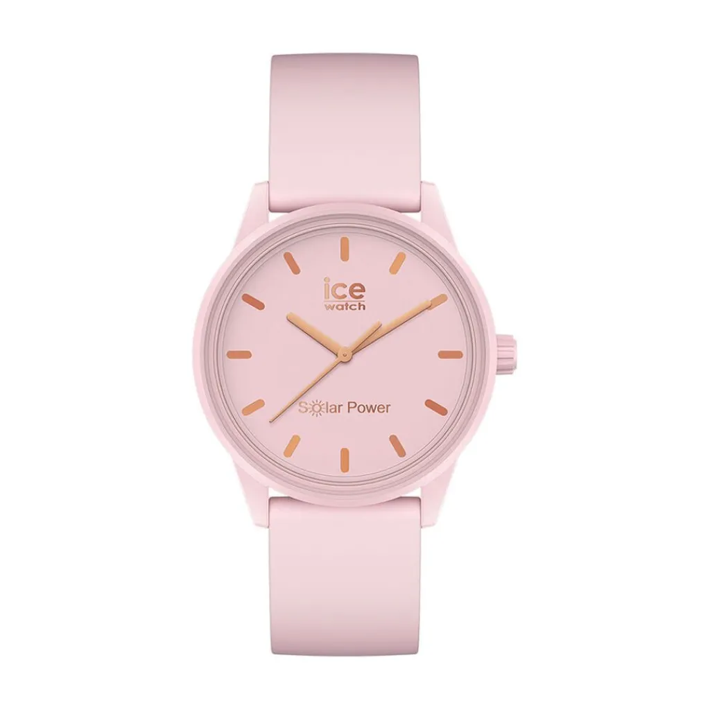 ICE WATCH Montre Solar Power Rose cadran rose fond rose bracelet silicone rose Hot