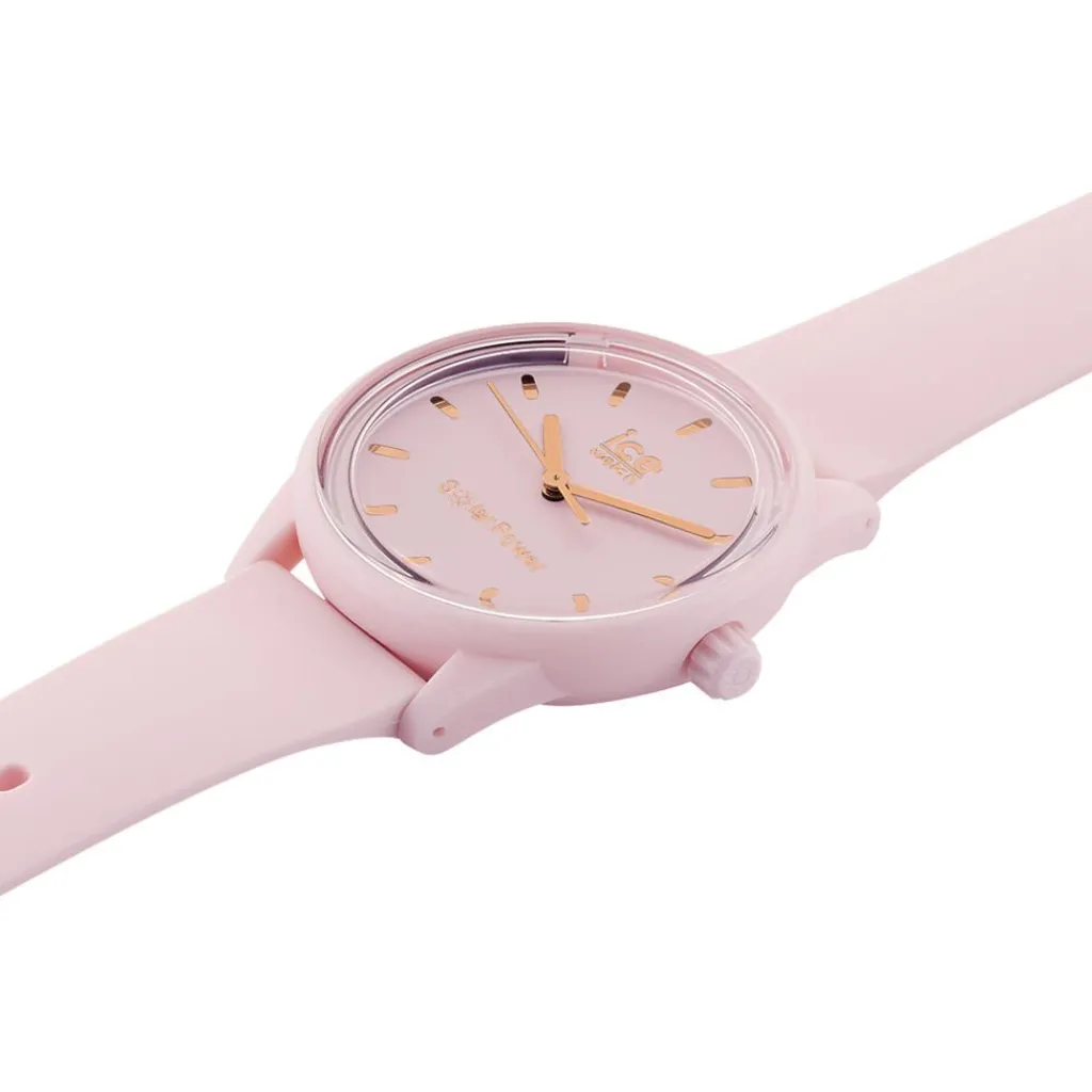 ICE WATCH Montre Solar Power Rose cadran rose fond rose bracelet silicone rose Hot