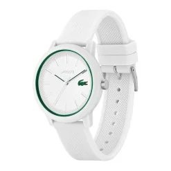 LACOSTE Montre 12.12 Blanc cadran blanc fond blanc bracelet silicone blanc Best