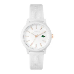 LACOSTE Montre 12.12 Blanc cadran blanc fond blanc bracelet silicone blanc Discount