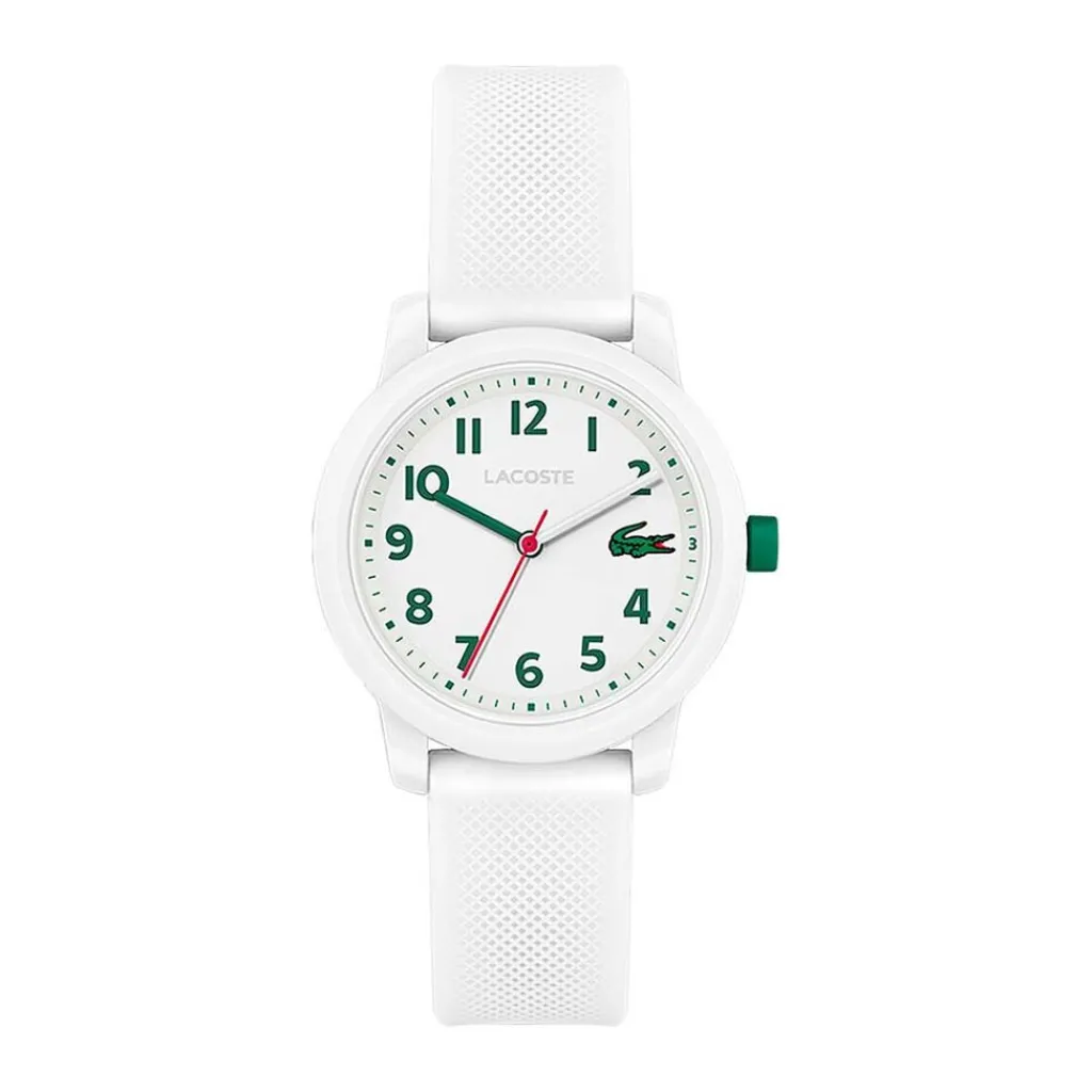 LACOSTE Montre 12.12 Kids Blanc cadran blanc fond blanc bracelet silicone blanc New