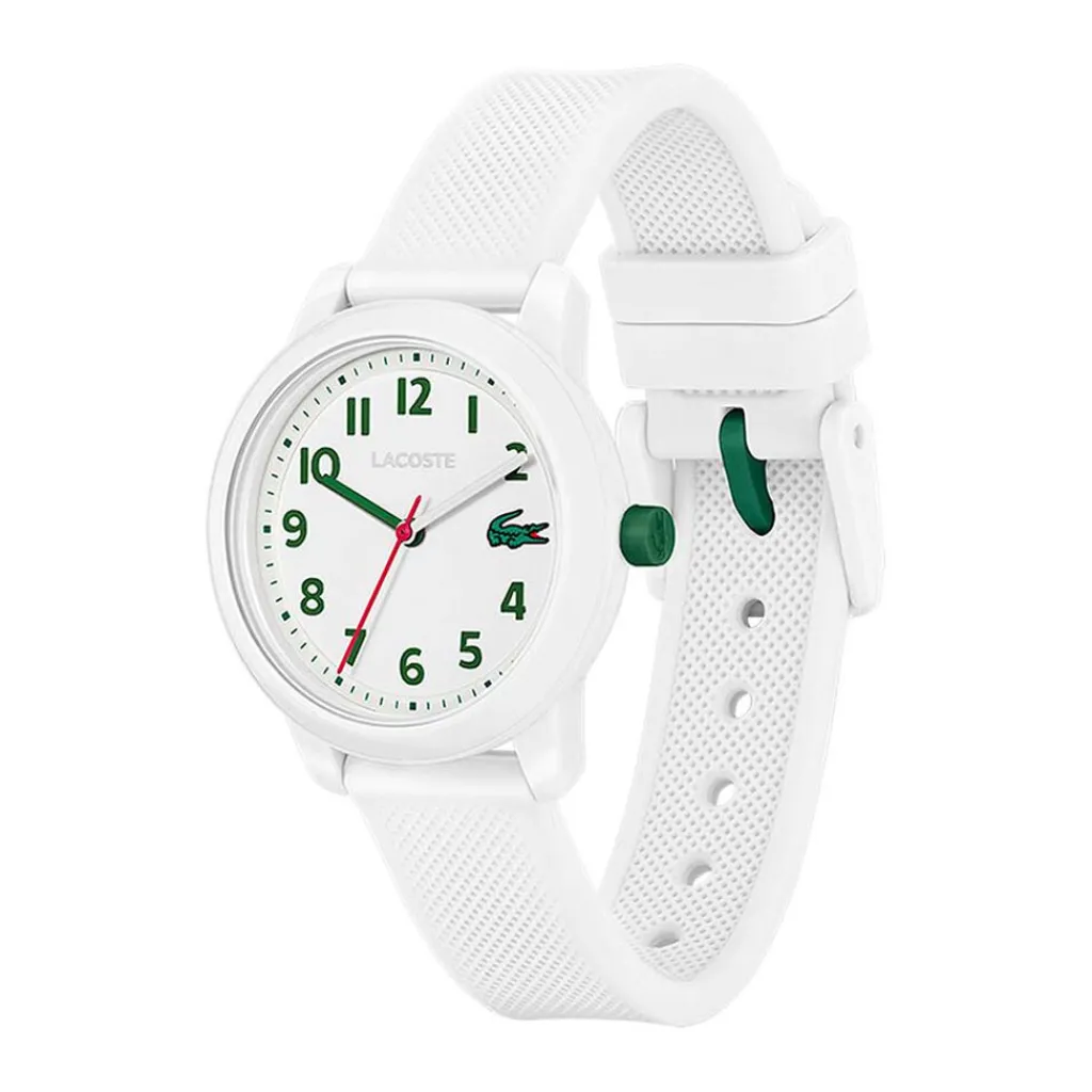 LACOSTE Montre 12.12 Kids Blanc cadran blanc fond blanc bracelet silicone blanc New