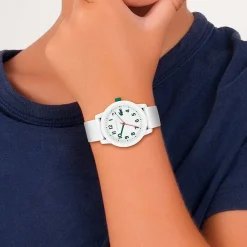 LACOSTE Montre 12.12 Kids Blanc cadran blanc fond blanc bracelet silicone blanc New
