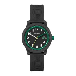 LACOSTE Montre 12.12 Kids Noir cadran noir fond noir bracelet silicone noir Sale