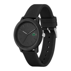 LACOSTE Montre 12.12 Noir cadran noir fond noir bracelet silicone noir Discount