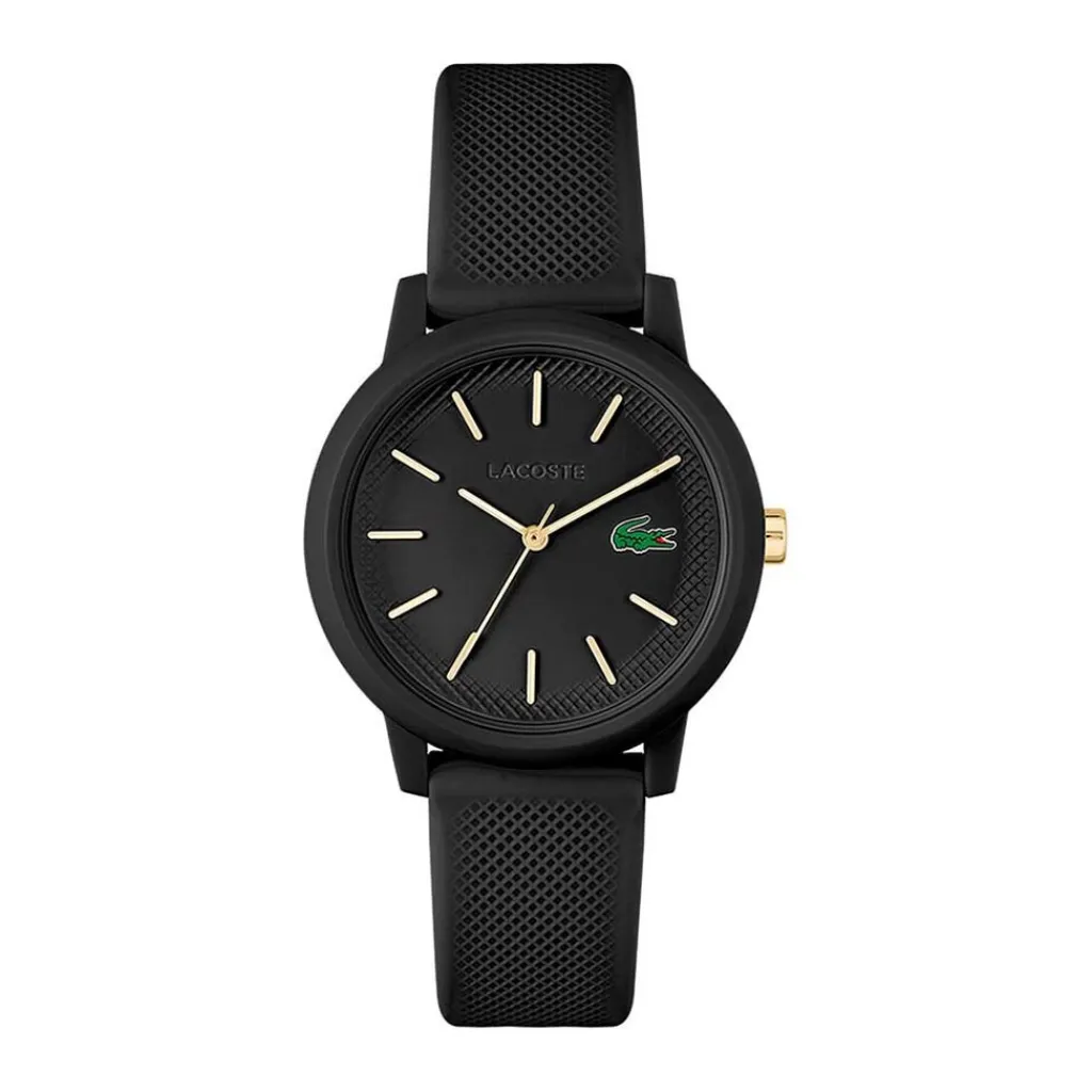 LACOSTE Montre 12.12 Noir cadran noir fond noir bracelet silicone noir Clearance
