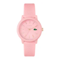 LACOSTE Montre 12.12 Rose cadran rose fond rose bracelet silicone rose Discount