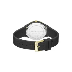 LACOSTE Montre Crocodelle Noir cadran noir fond noir braceletsilicone noir