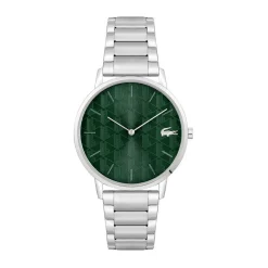 LACOSTE Montre Crocorigin Vert cadran argenté fond vert bracelet acier argenté