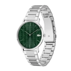 LACOSTE Montre Crocorigin Vert cadran argenté fond vert bracelet acier argenté