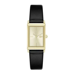 LACOSTE Montre Catherine Dore cadran doré fond doré bracelet cuir noir Best