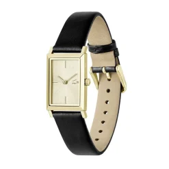 LACOSTE Montre Catherine Dore cadran doré fond doré bracelet cuir noir Best