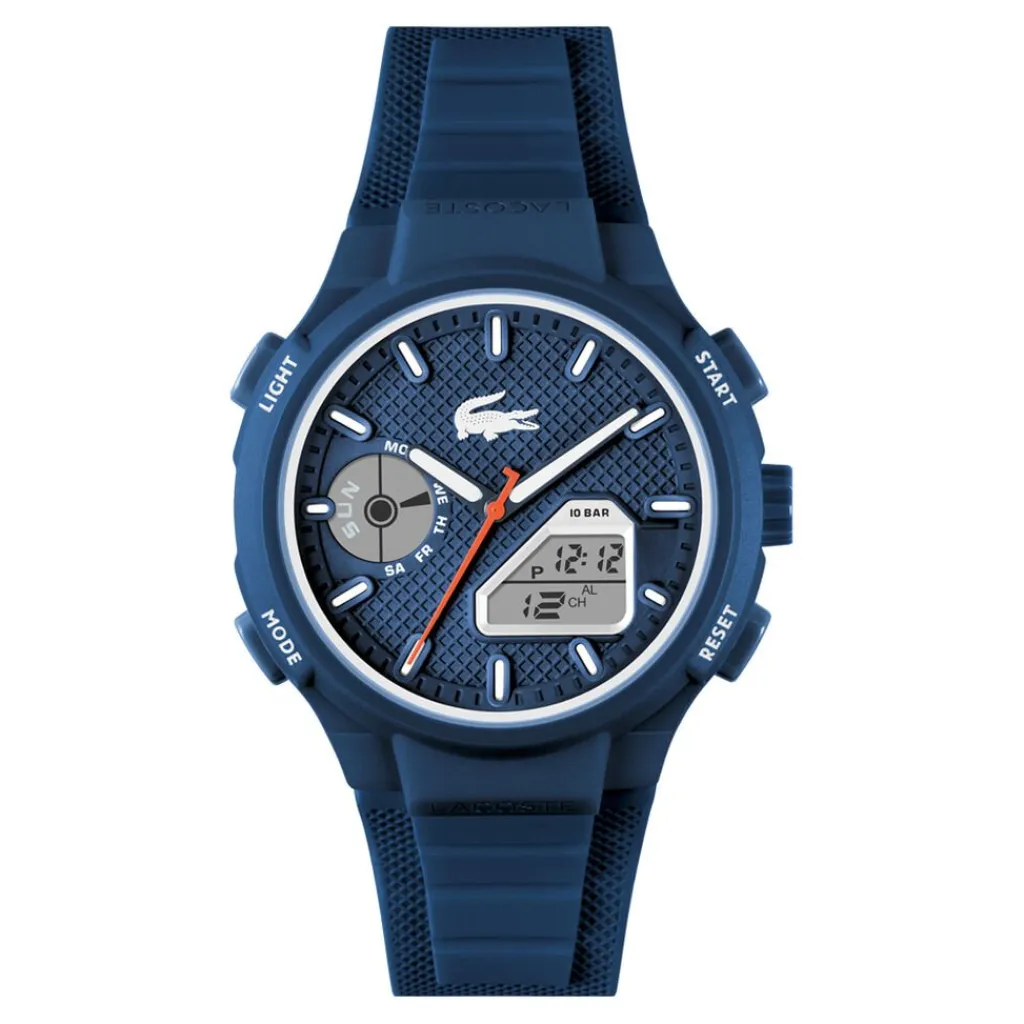 LACOSTE Montre Lc33 Bleu cadran bleu fond bleu bracelet silicone bleu New