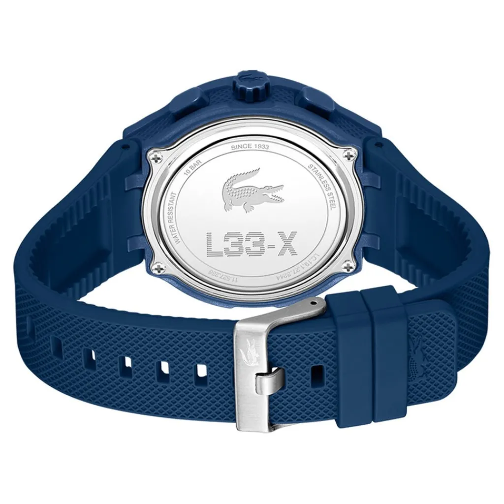 LACOSTE Montre Lc33 Bleu cadran bleu fond bleu bracelet silicone bleu New
