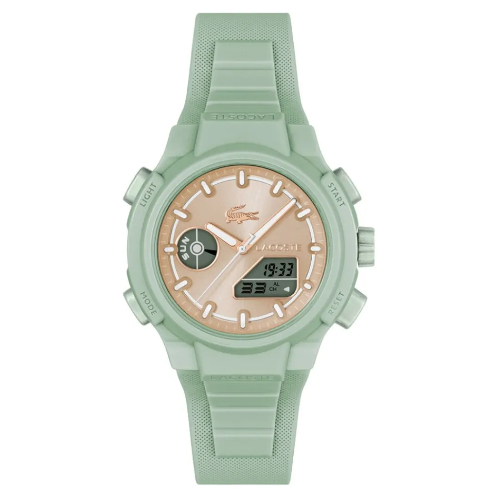 LACOSTE Montre Lc33 Crème cadran vert fond crème bracelet silicone vert Discount