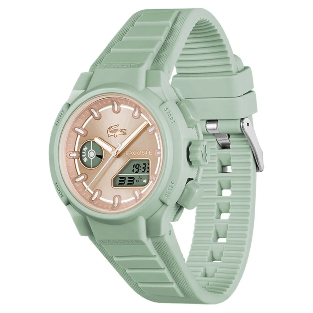 LACOSTE Montre Lc33 Crème cadran vert fond crème bracelet silicone vert Discount
