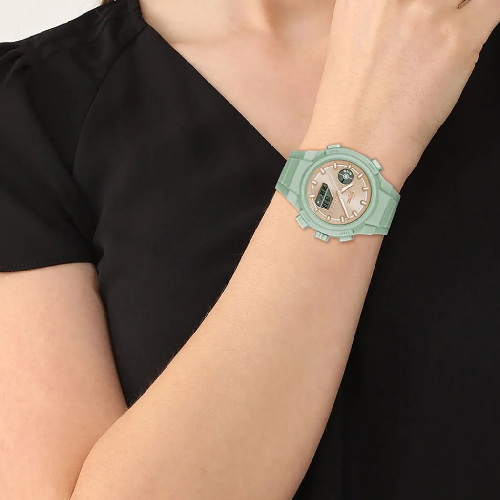 LACOSTE Montre Lc33 Crème cadran vert fond crème bracelet silicone vert Discount