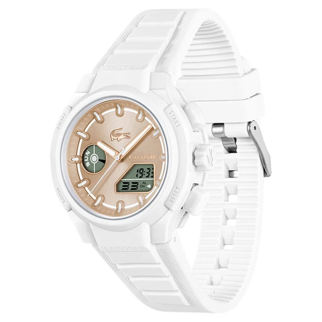 LACOSTE Montre Lc33 Crème cadran blanc fond crème bracelet silicone blanc Clearance