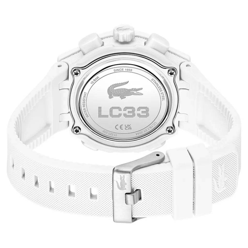 LACOSTE Montre Lc33 Crème cadran blanc fond crème bracelet silicone blanc Clearance