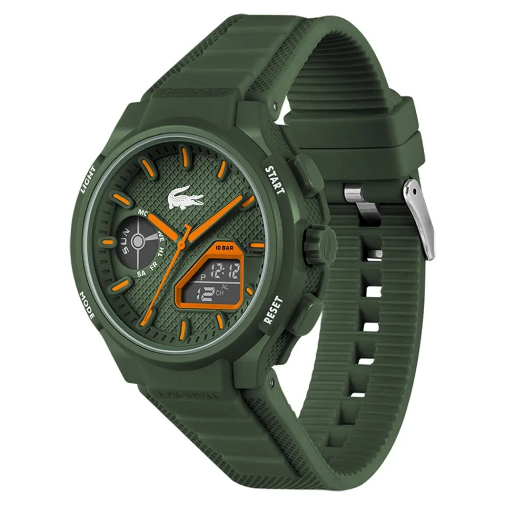 LACOSTE Montre Lc33 Kaki cadran kaki fond kaki bracelet silicone kaki Discount