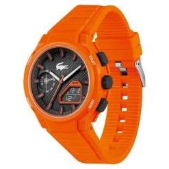 LACOSTE Montre Lc33 Noir cadran orange fond noir bracelet silicone orange