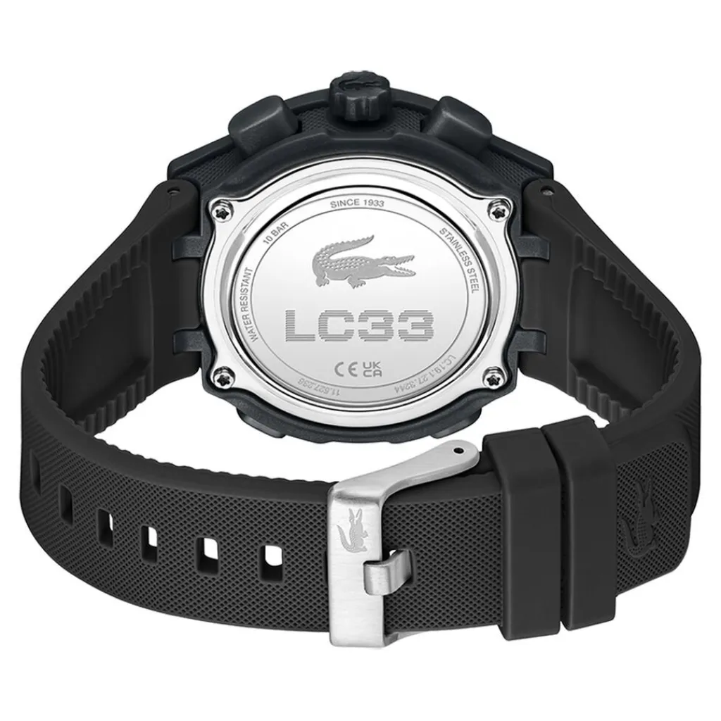 LACOSTE Montre Lc33 Noir cadran noir fond noir bracelet silicone noir Online