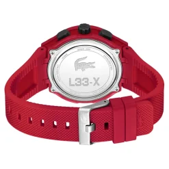 LACOSTE Montre Lc33 Noir cadran rouge fond noir bracelet silicone rouge Hot