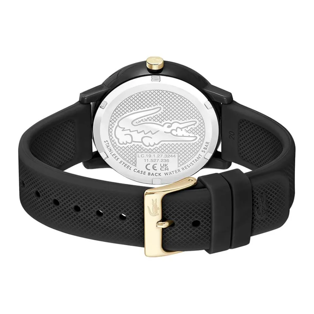 LACOSTE Montre 12.12 Noir cadran noir fond noir bracelet silicone noir Best