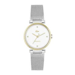 LACOSTE Montre Orba Blanc cadran doré fond blanc bracelet acier argenté Sale