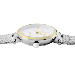 LACOSTE Montre Orba Blanc cadran doré fond blanc bracelet acier argenté Sale