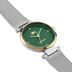 LACOSTE Montre Orba Vert cadran doré fond vert bracelet acier argenté Discount