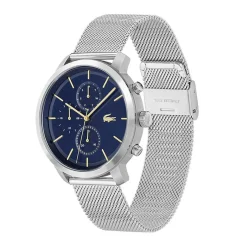 LACOSTE Montre Replay Bleu cadran argenté fond bleu bracelet acier argenté Outlet