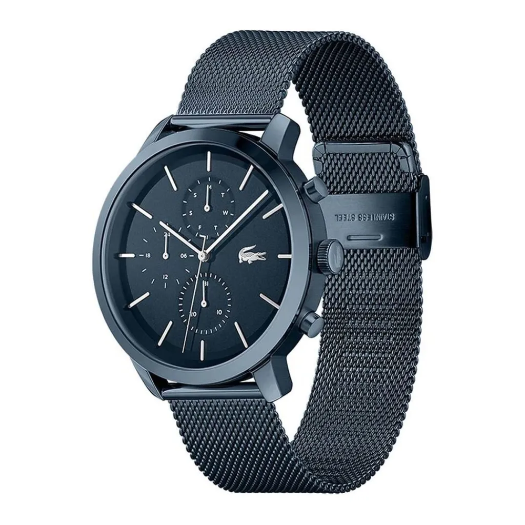 LACOSTE Montre Replay Bleu cadran bleu fond bleu bracelet acier bleu