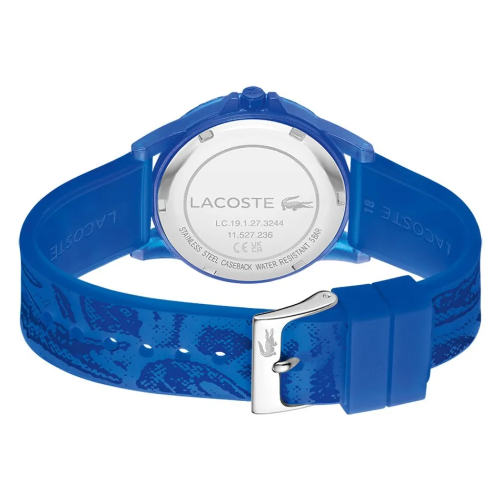 LACOSTE Montre Rider Bleu cadran bleu fond bleu bracelet silicone bleu Hot
