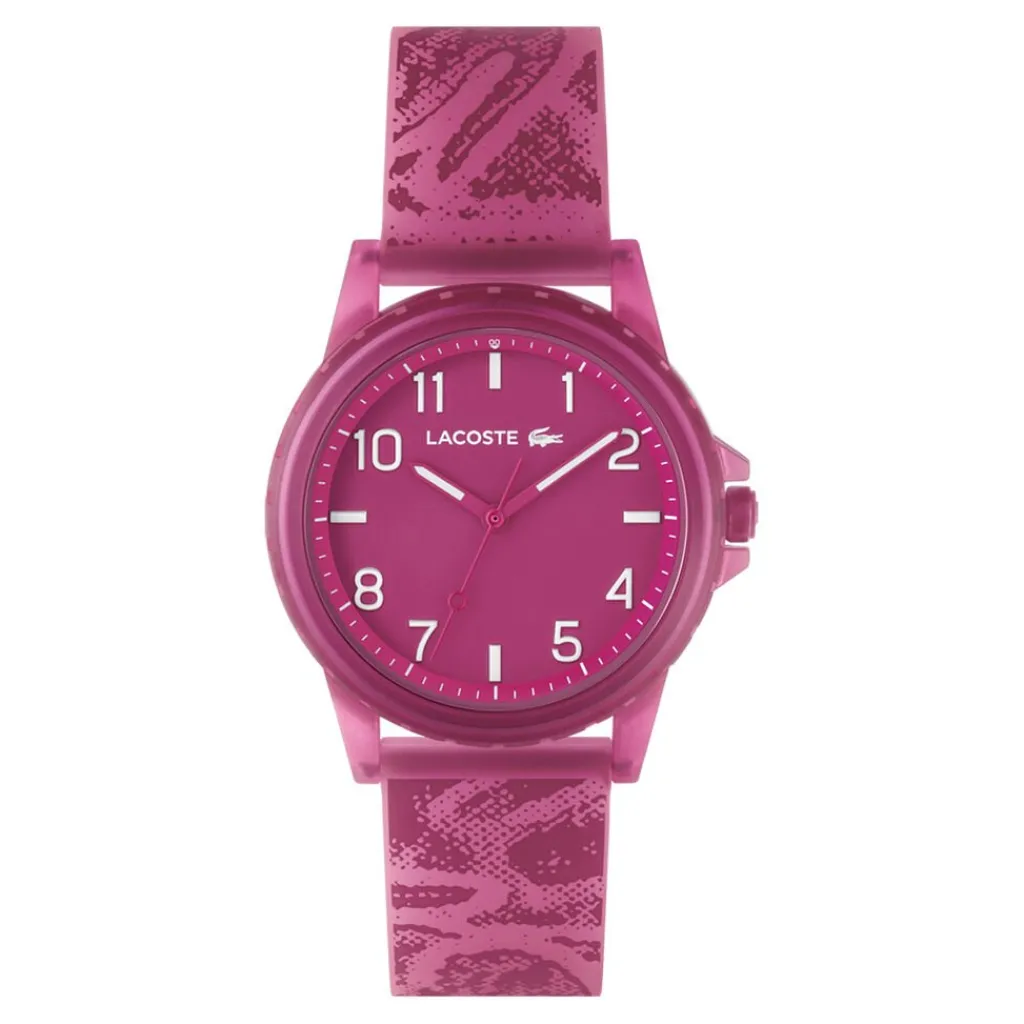 LACOSTE Montre Rider Rose cadran rose fond rose bracelet silicone rose Sale