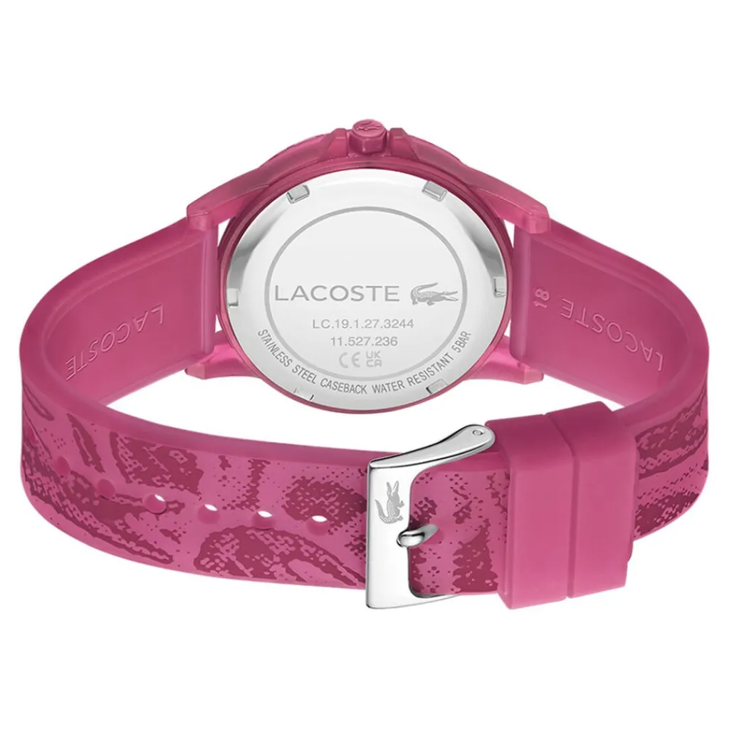 LACOSTE Montre Rider Rose cadran rose fond rose bracelet silicone rose Sale