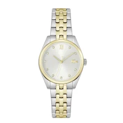 LACOSTE Montre Tuilerie Argenté cadran doré fond argenté bracelet acier New