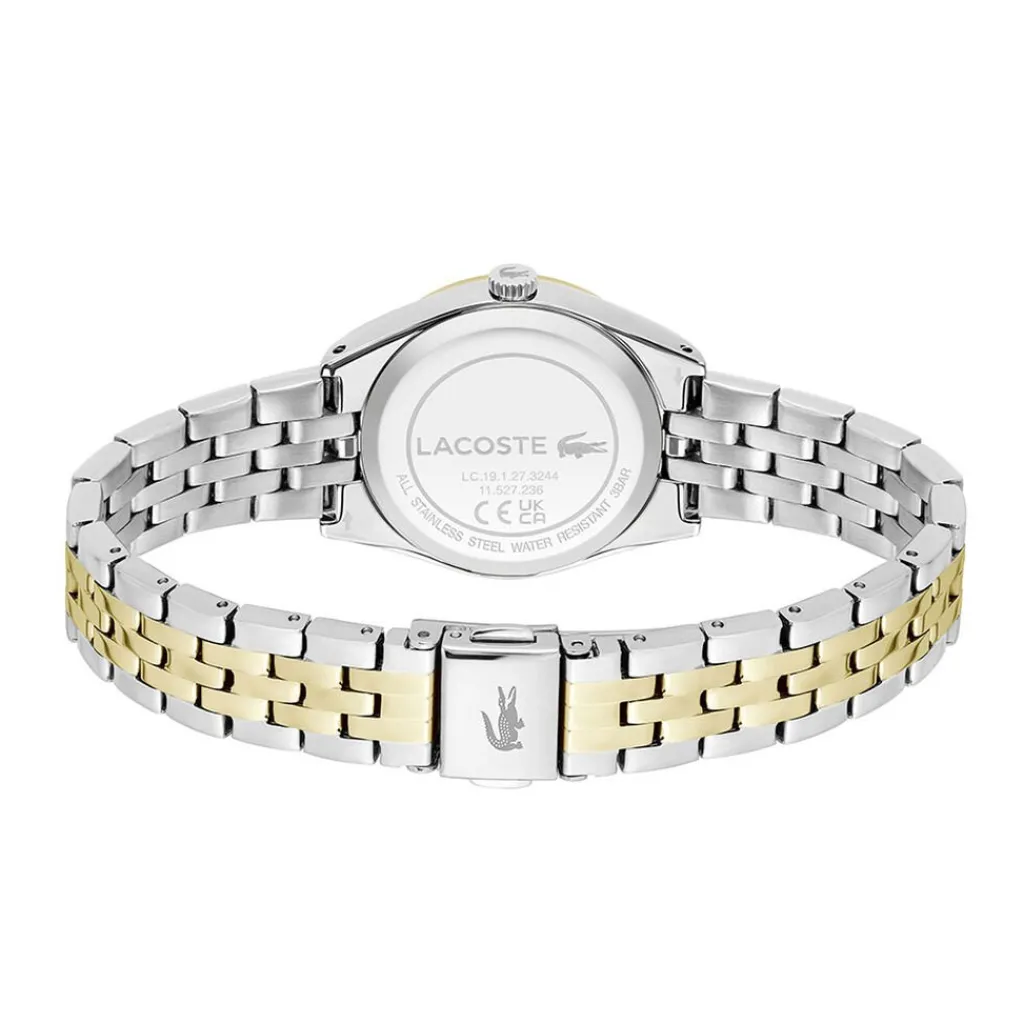 LACOSTE Montre Tuilerie Argenté cadran doré fond argenté bracelet acier New