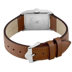 LIP Montre Churchill C18 Argenté cadran argenté fond argenté bracelet cuir marron New